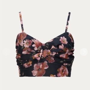 NWOT THE KOOPLES FLORAL-PRINT COTTON-SILK CROP TOP SIZE 3